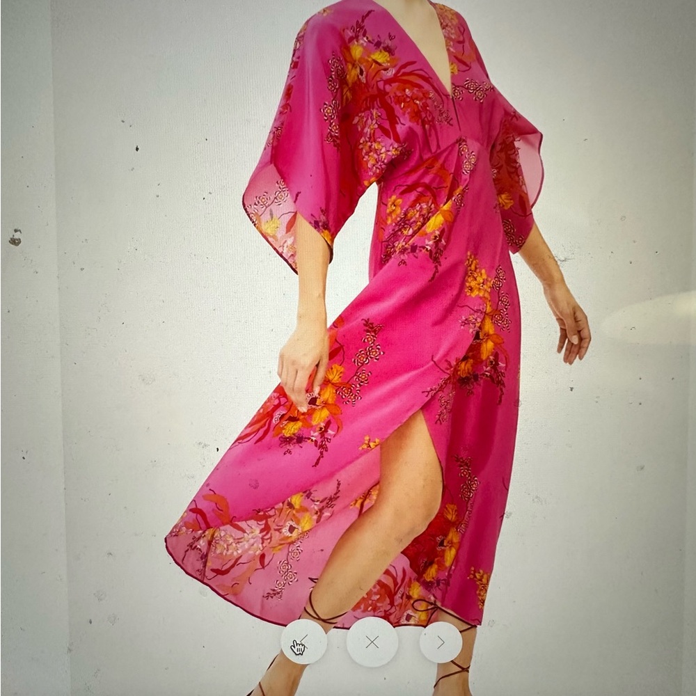 Jaline Resort Katherine Pink Silk Floral Dress size M - Picture 4 of 12